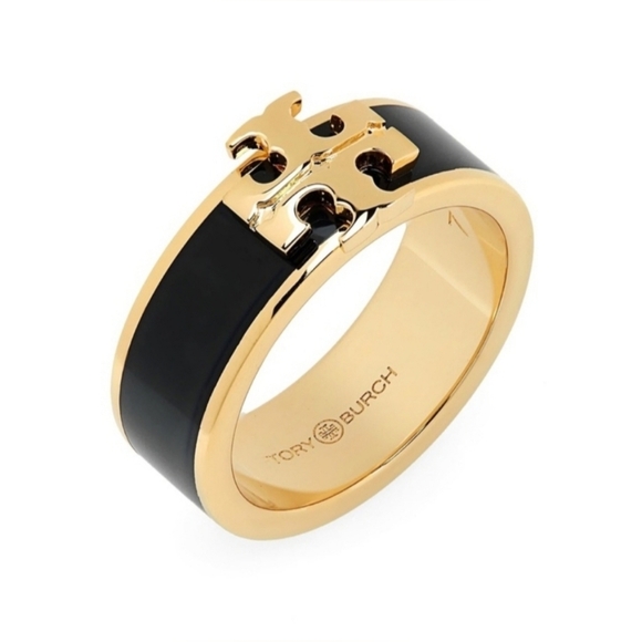 Tory Burch Black & Gold Kira Enamel Ring - Picture 7 of 9